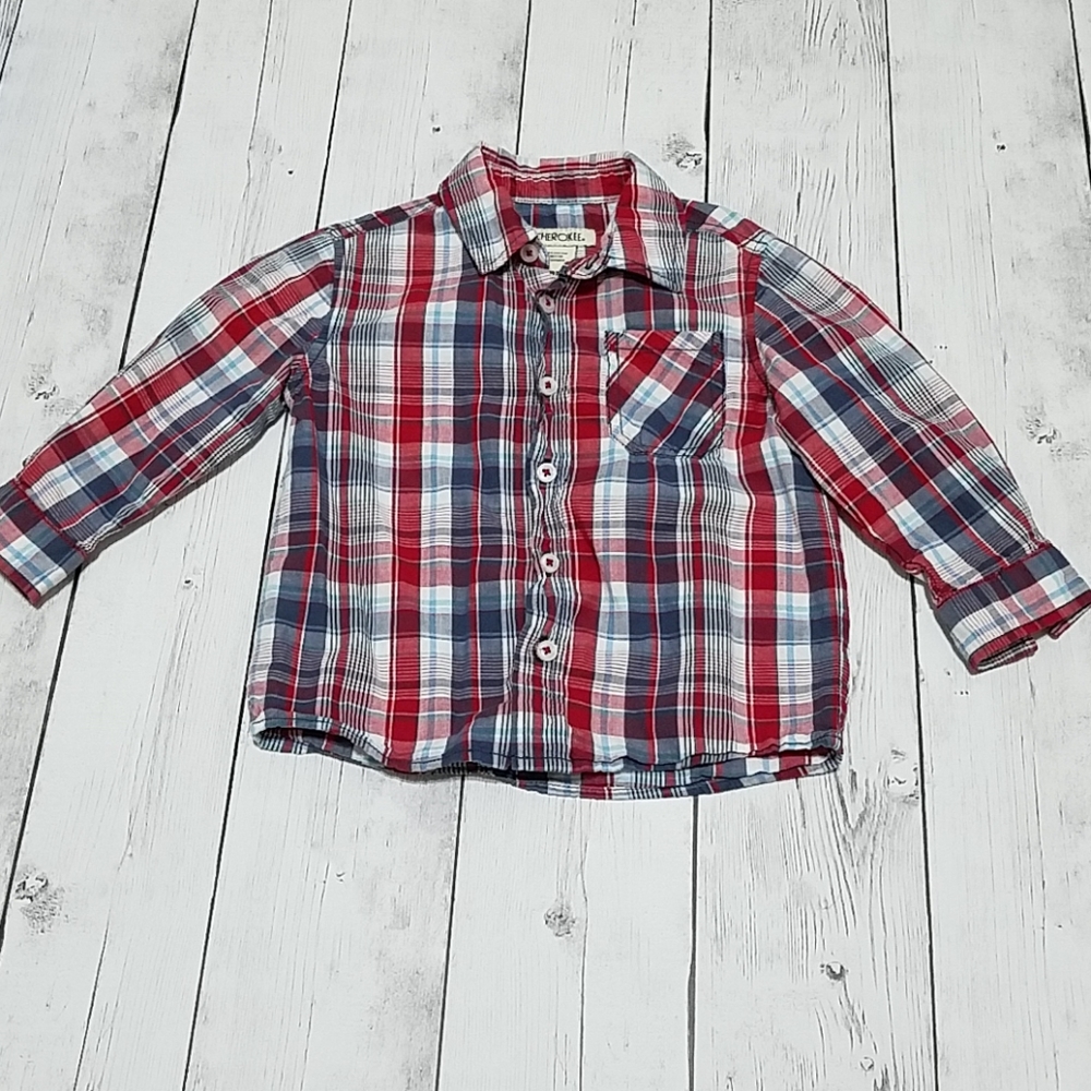 Boys Plaid button down top size 24 months